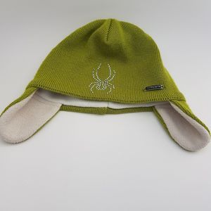 Spyder Kids Beanie Winter Hat Fleece Green Spider Snowboard Ski Acrylic Cashmere